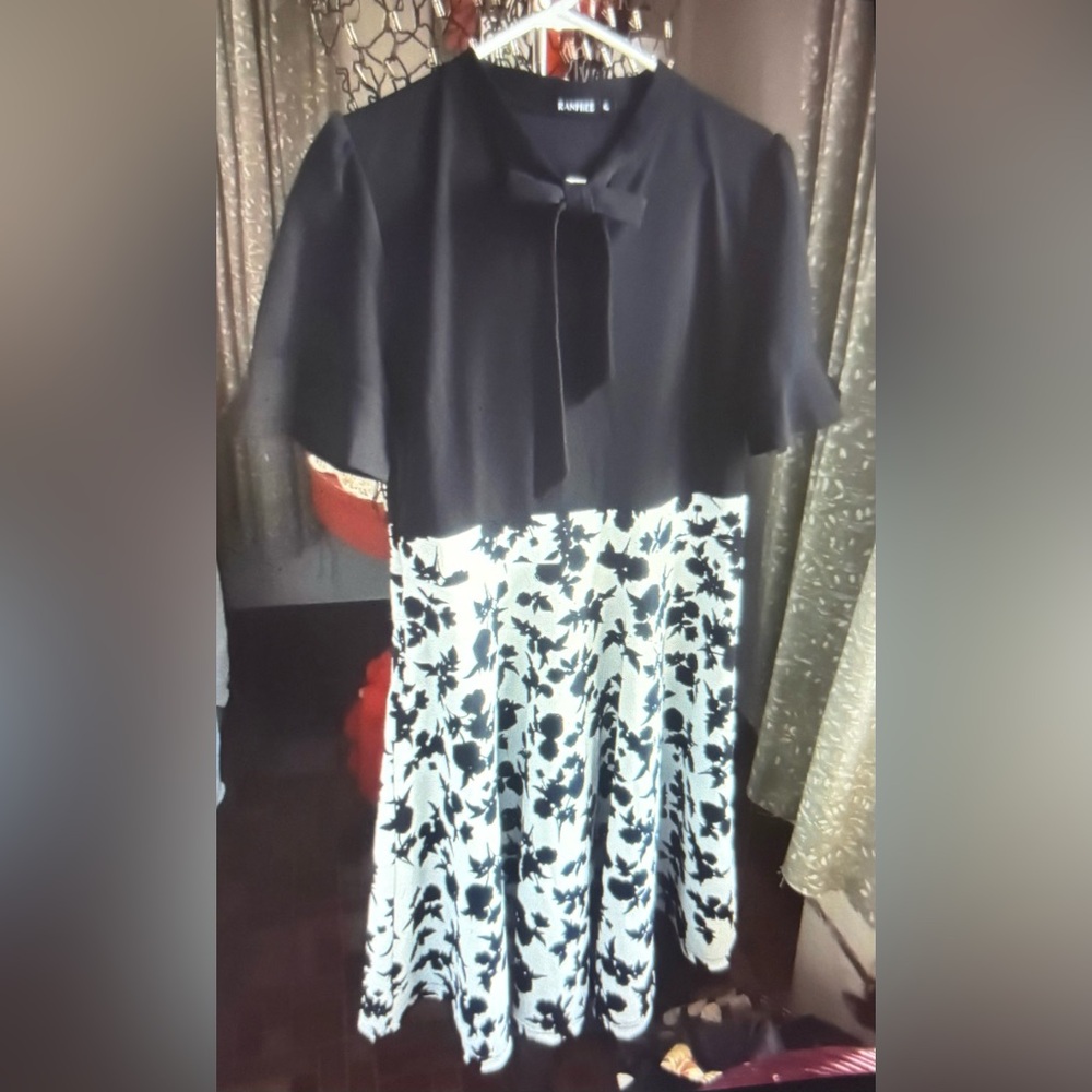 Chic Black and White Floral A-Line Dress